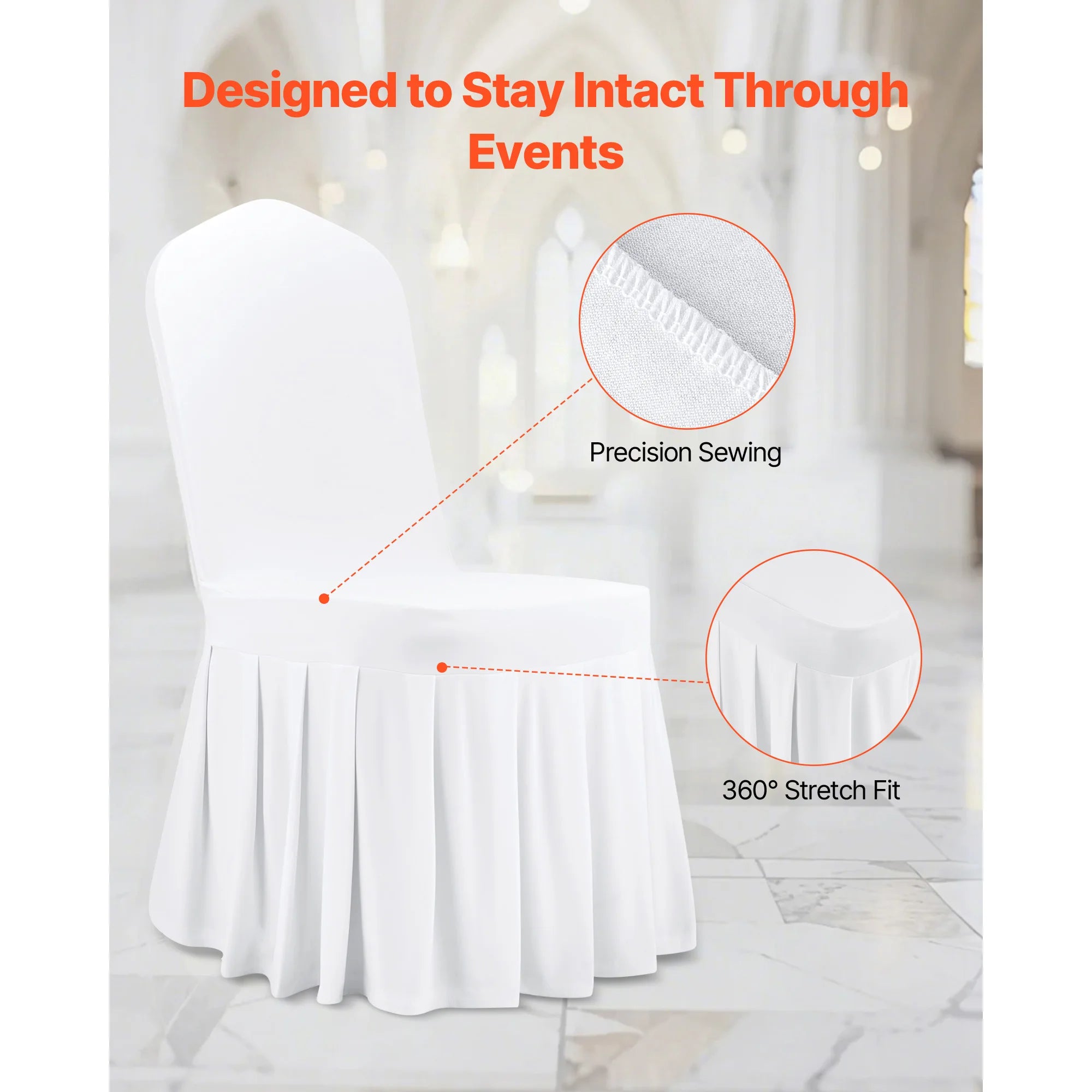 SucceBuy 30 Pcs White Chair Covers Polyester Spandex Chair Cover Stretch Slipcovers Removable Chair Cover for Party, Banquet