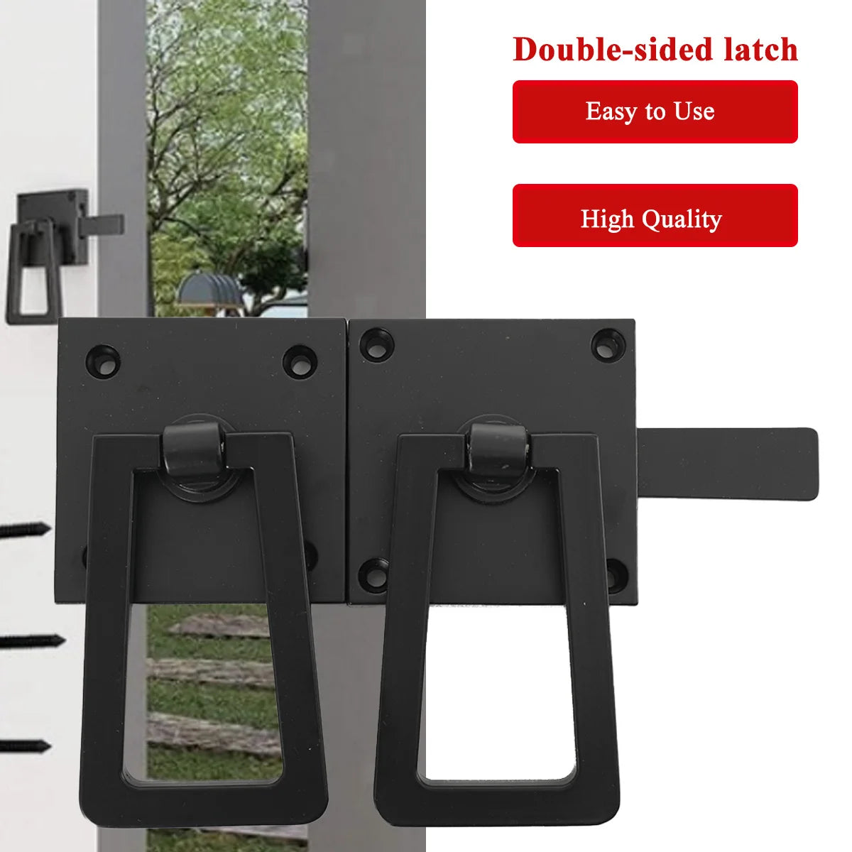 Heavy Duty Gate Latch Double Side Gate Latches Matte Black Fence Latch Garden Door Latch Pool Gate Latch