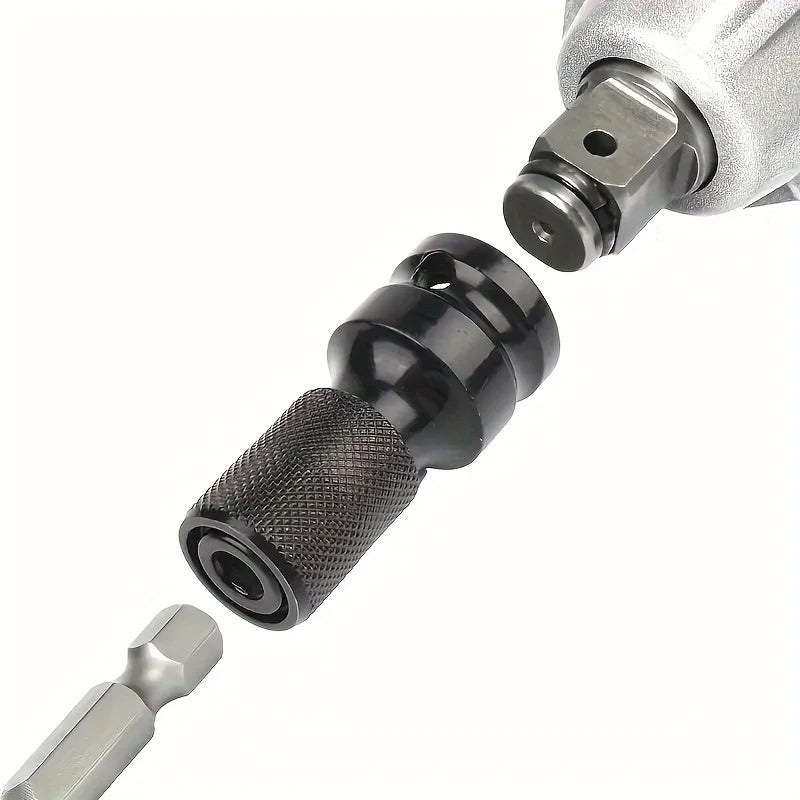 1/2 Square to 1/4 Hexagon Ratchet Sleeve Impact Wrench Sleeve Set Adapter Wrench Drive Converter Quick Release Tool