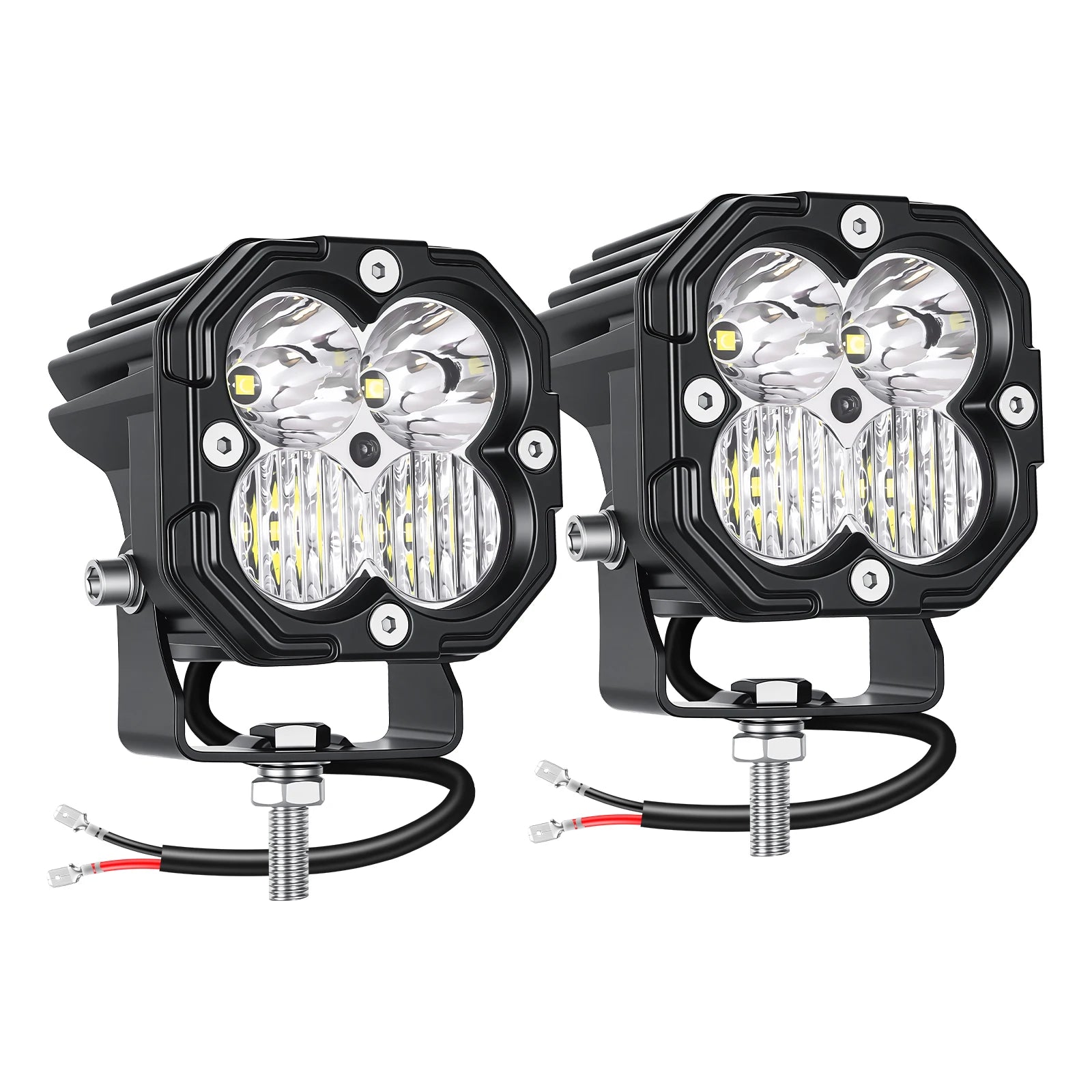 3 inch 30W Amber Yellow White Cube LED Pod Light Spot Flood Combo Beam Work Lights,Off-Road Driving Lamp for ATV, SUV,Motorcycle