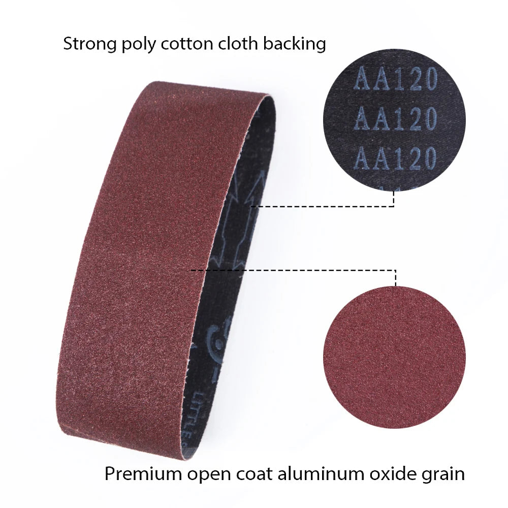 Nastri abrasivi 75 × 457 mm, confezione da 15 con grane assortite