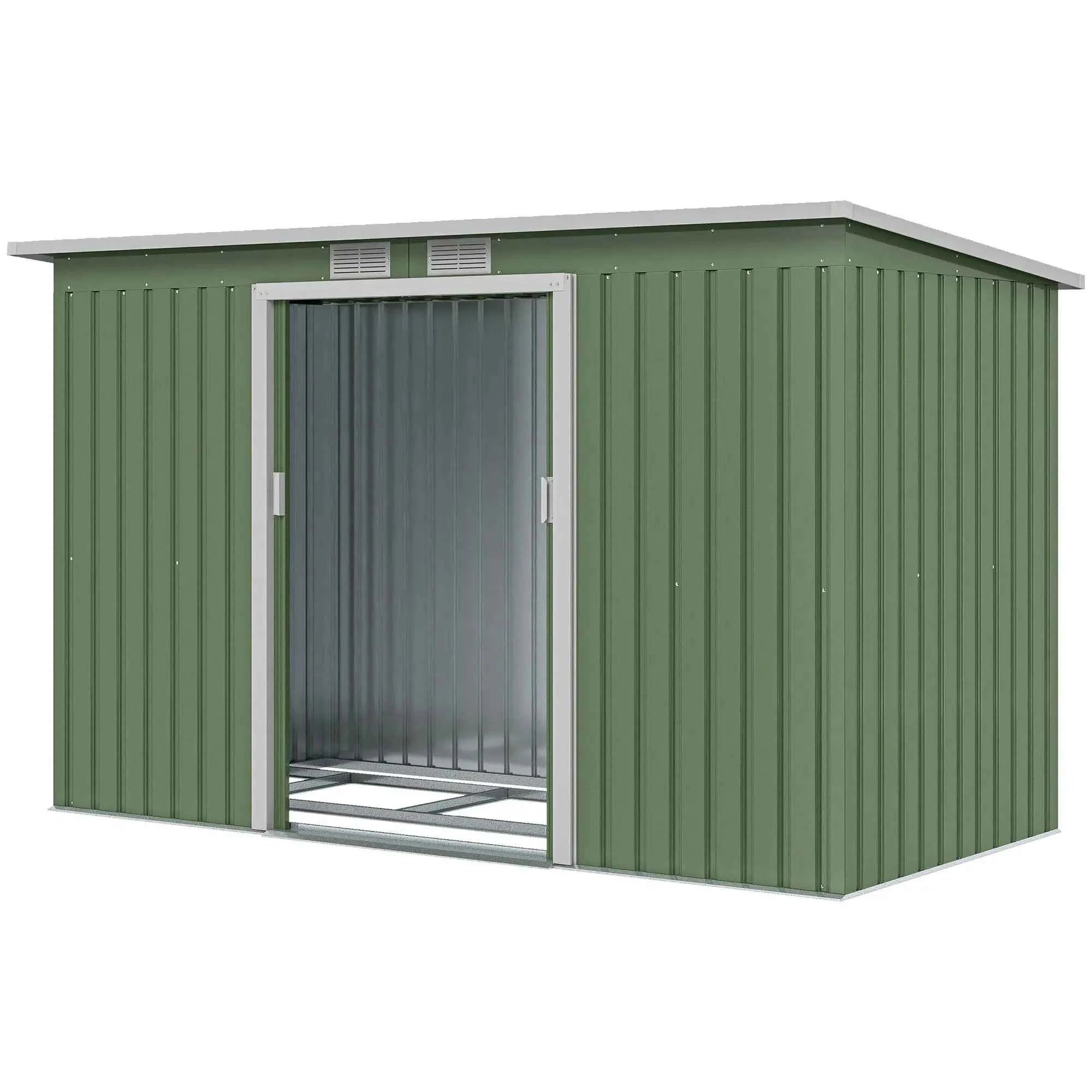 3.2m² Shed Garden Storage with Two Sliding Doors and Steel Base