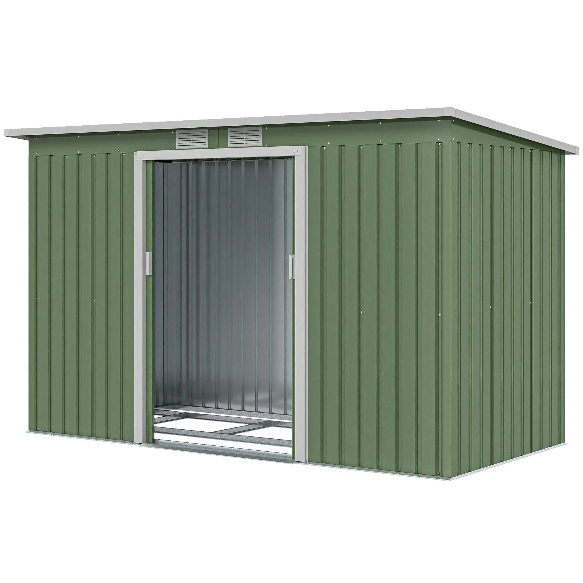 3.2m² Shed Garden Storage with Two Sliding Doors and Steel Base