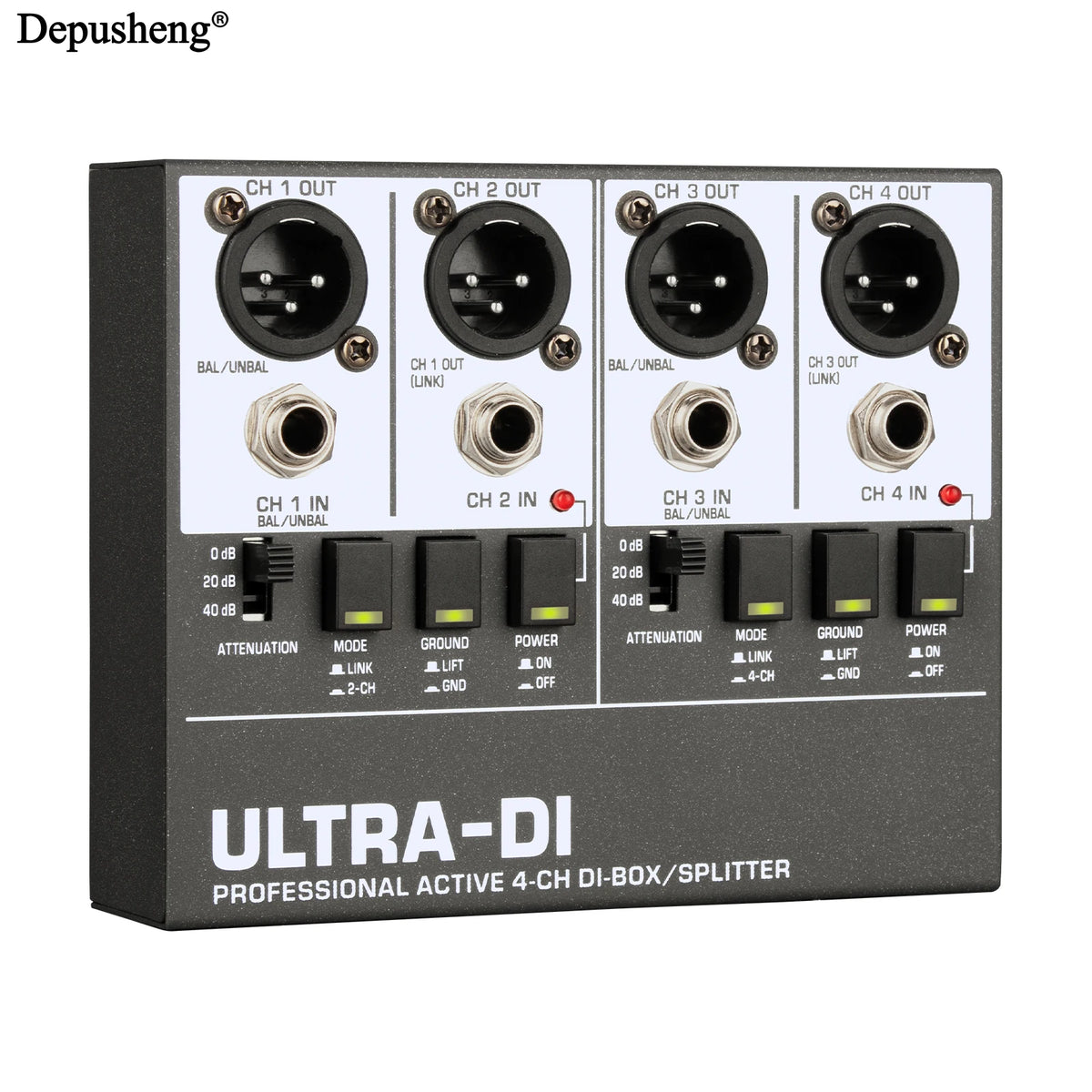 Boîte DI audio active avec options de canal