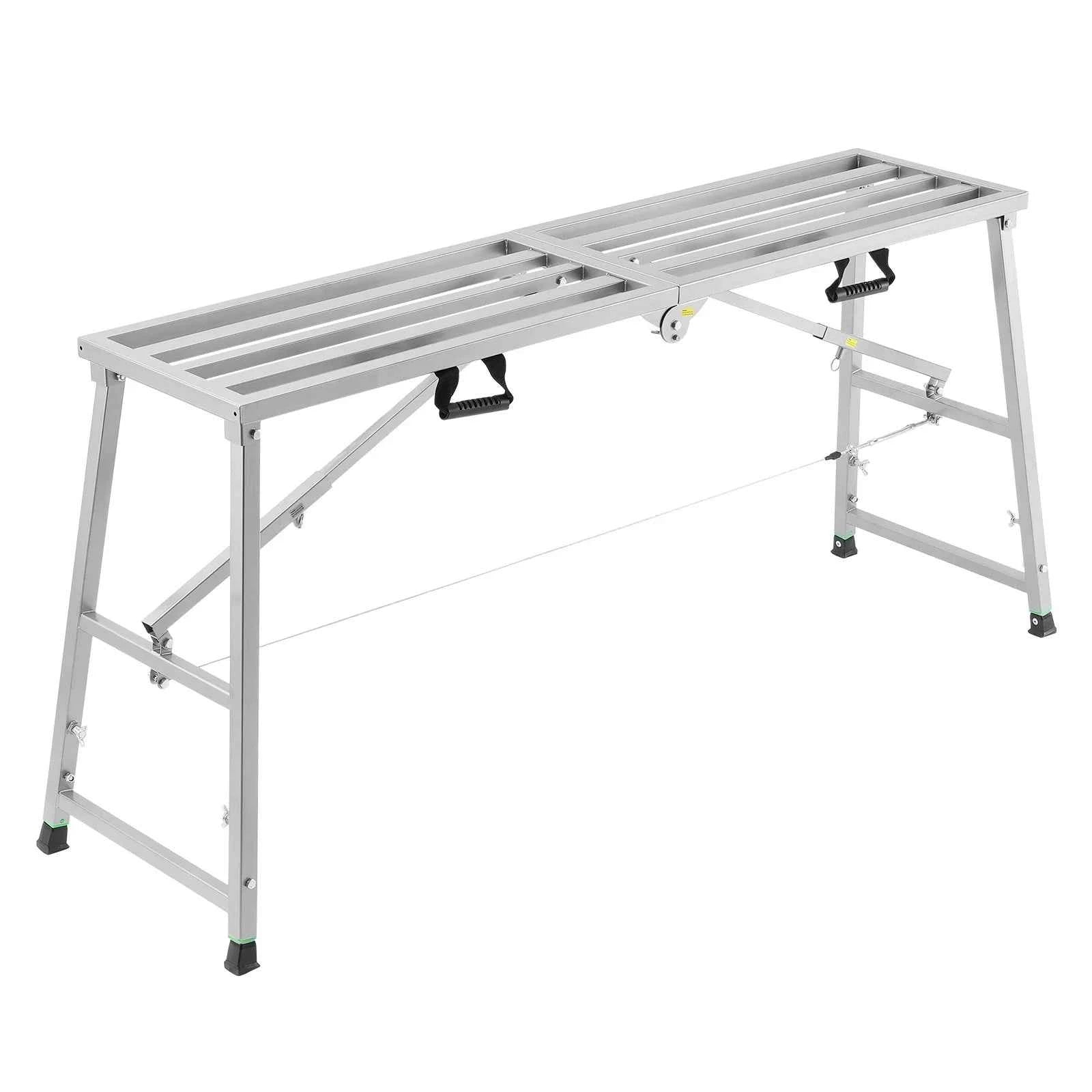 VEVOR Work Platform 4 Gear Adjustable Height Folding Alloy Steel Step Scaffolding Platform 800lbs Capacity Painting Cleaning