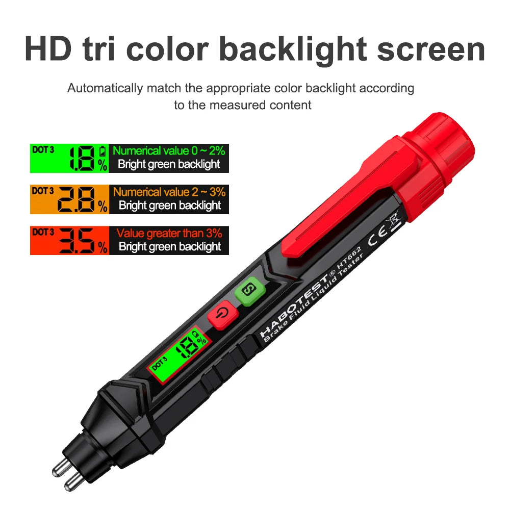 3-Colors Backlight Portable Digital Brake Fluid Tester Accurate Auto Car Brake Oil Tester Sound Light Alarm DOT3 DOT4 DOT5.1