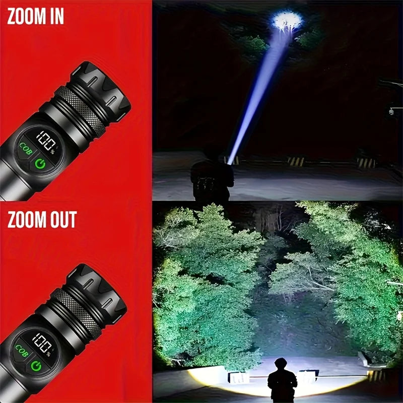 Linterna recargable con zoom y luz lateral COB