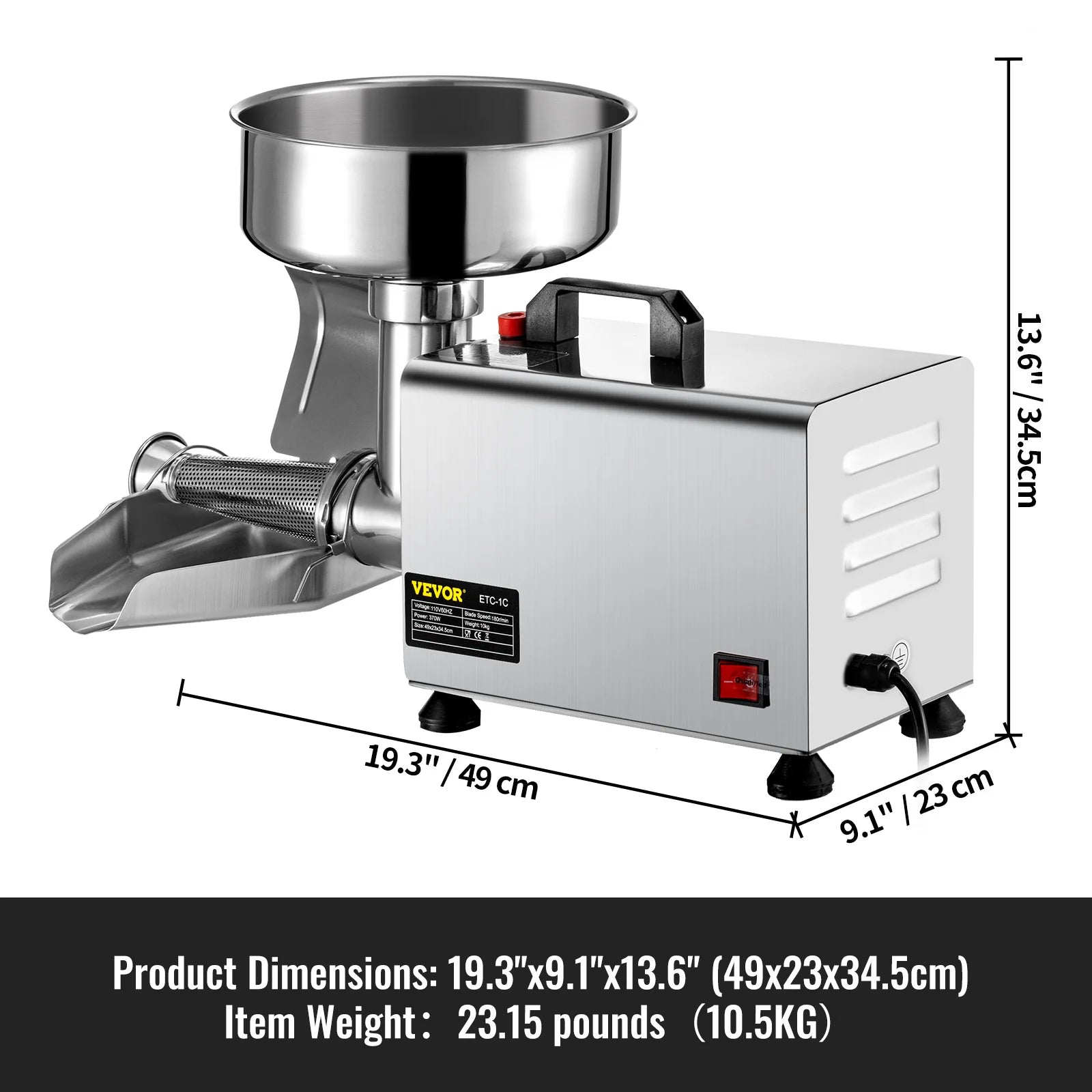 Electric Tomato Strainer & Sauce Maker with 370W Motor