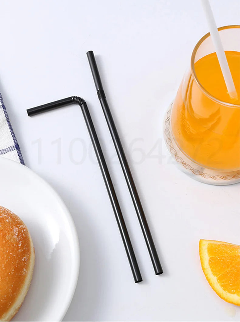50-1000Pcs Drinking Straws Colorful & Black rietjes Flexible Wedding Party Supplies Drinking Straws Kitchen Wholesale 