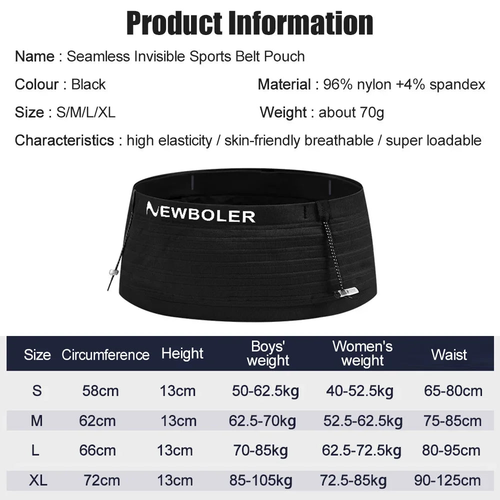 NEWBOLER Elastic Sports Waist Bag Pack Running Race Number Belt Triathlon Marathon Race Cycling Mountaineering Phone Waist Bag 