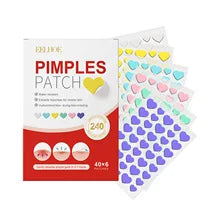 240pcs New Pimple Patch Acne Patches Heart/Star/Flower/Round Shape Acne Dots Patches Moisturizes for Covering Zits and Blemishes 