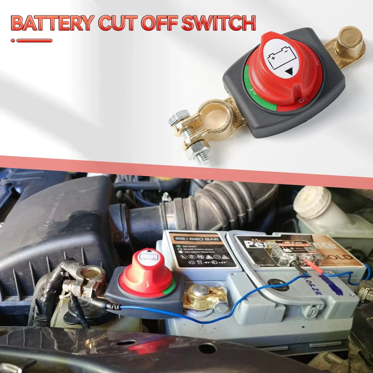Interruptor de corte da bateria para polo superior, 12–48V