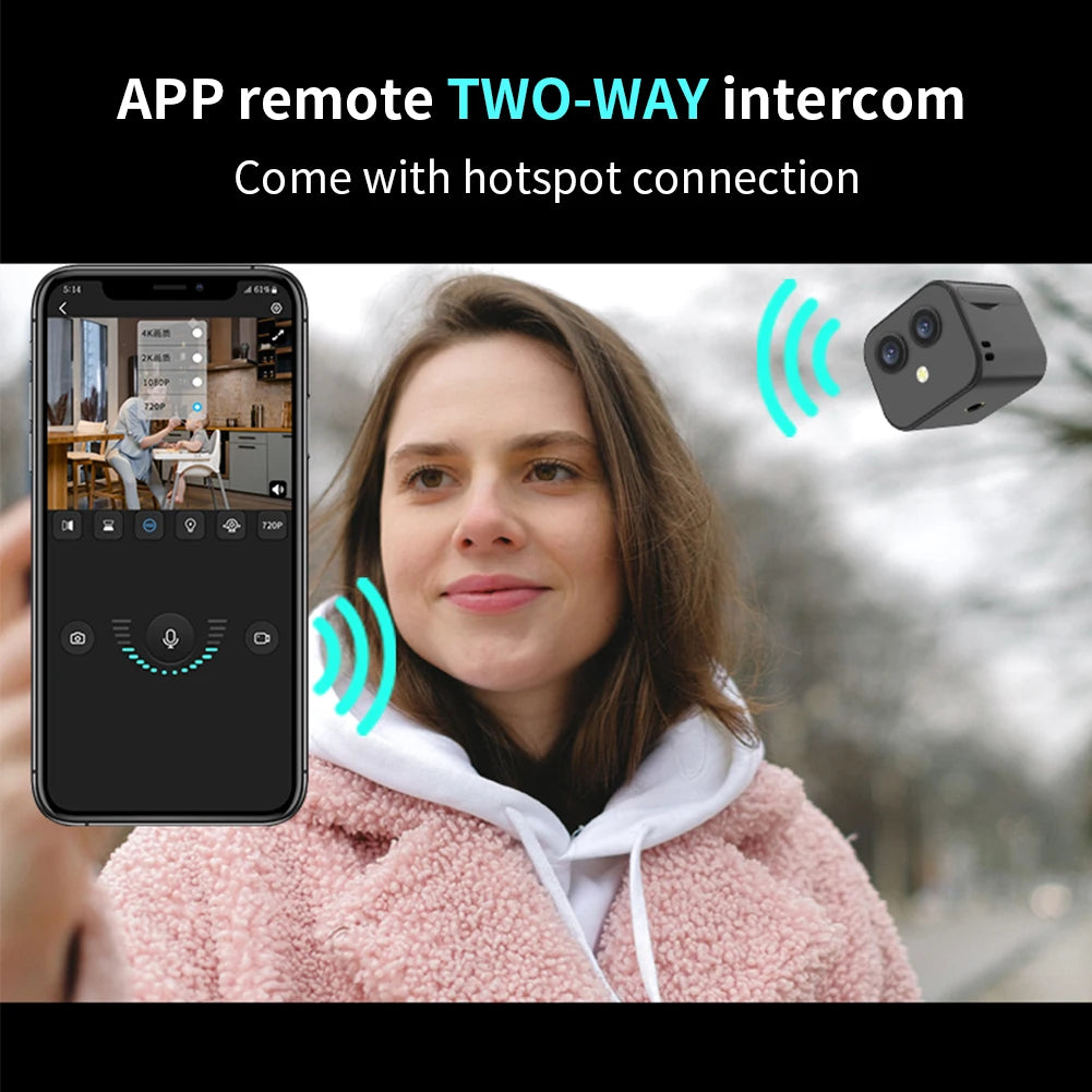 WiFi Mini Camera 4K HD Voice Recorder with Night Vision
