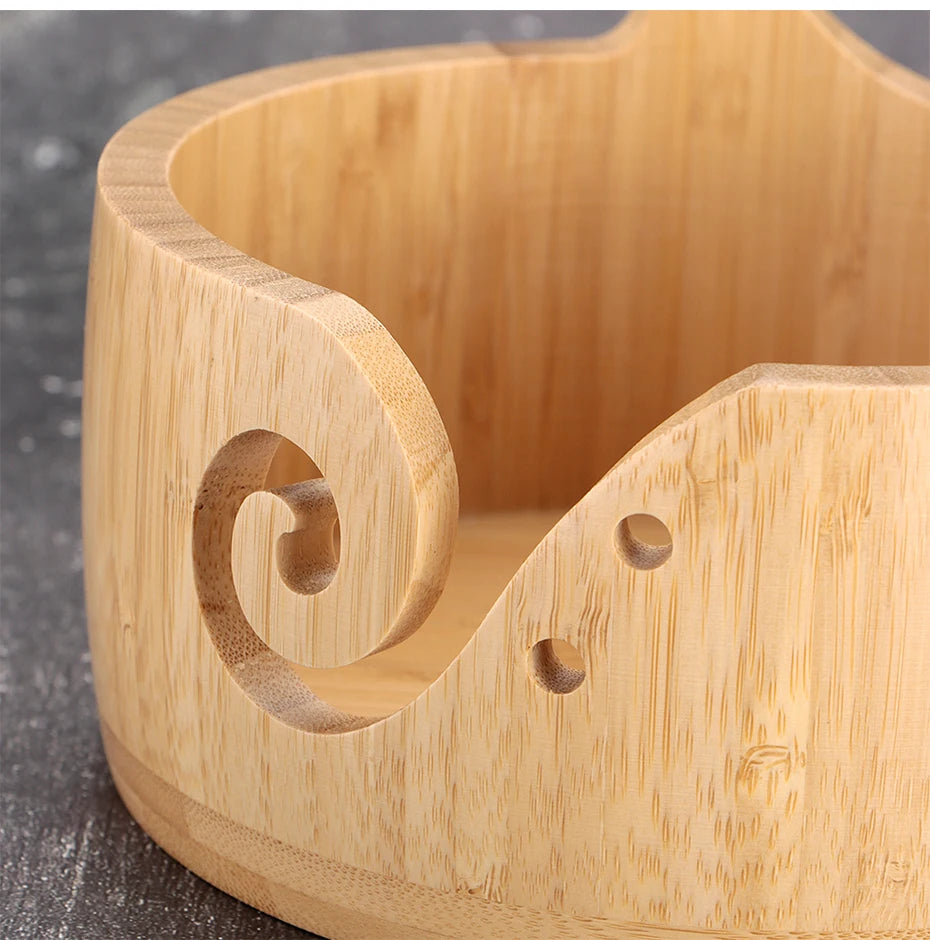 Wooden Cat-Ear Yarn Bowl