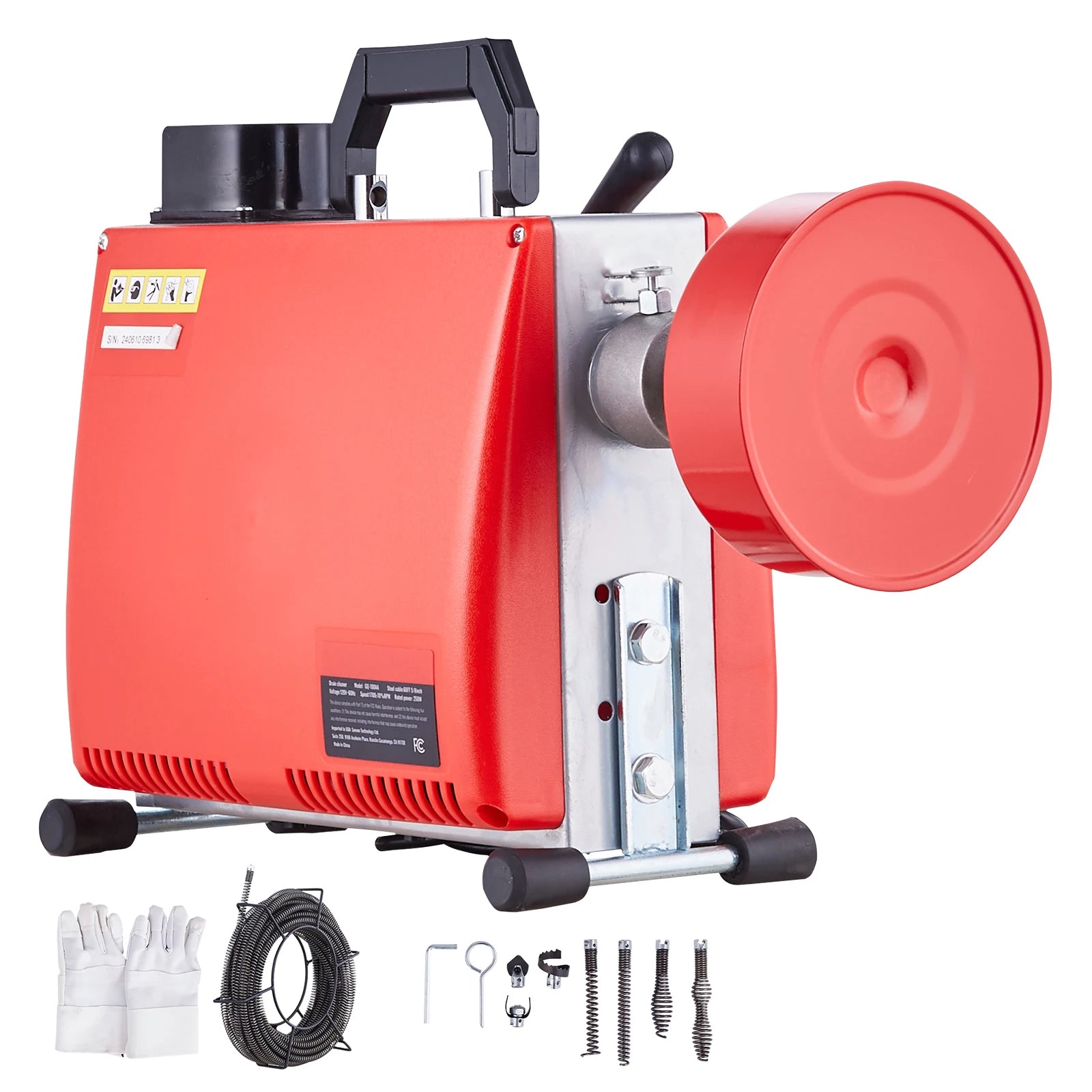 Electric Drain Cleaner Machine 250W Sewer Snake Auger with Cutters