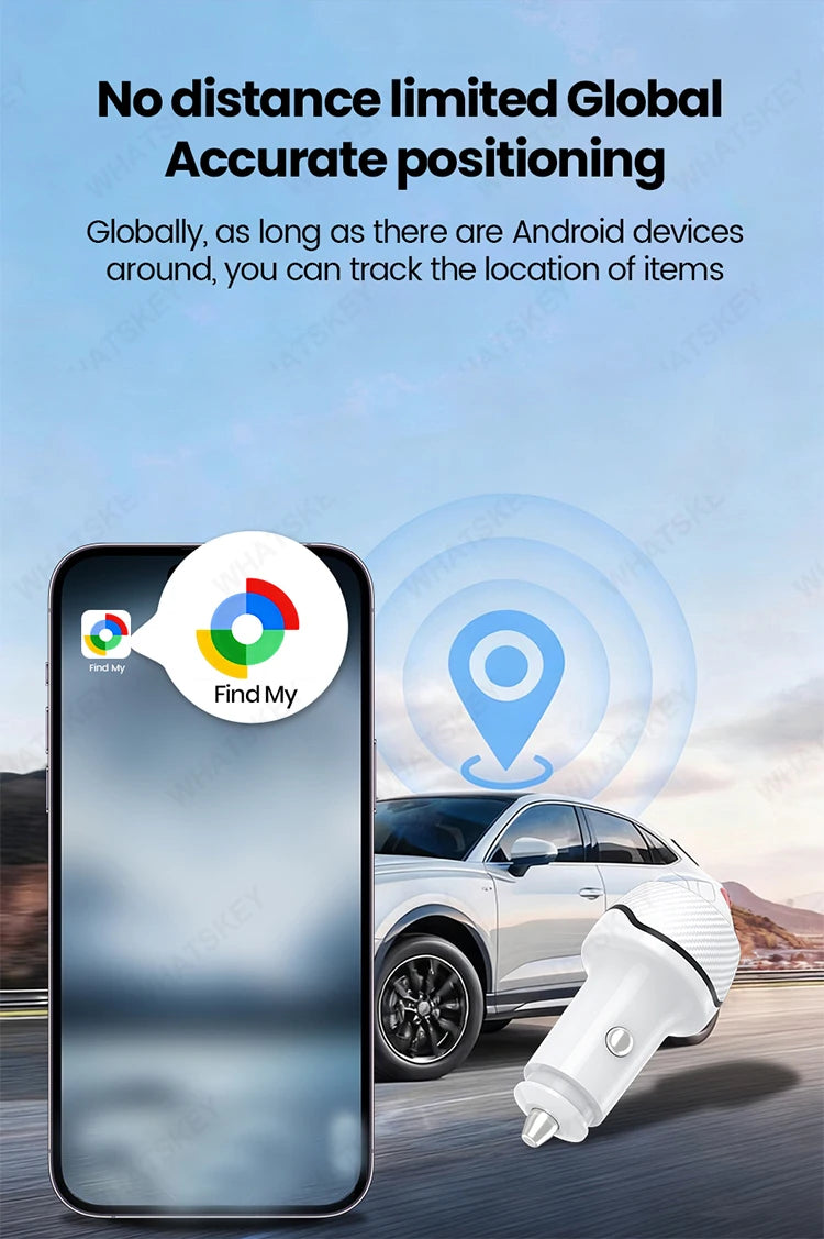 Car Charge GPS Locator Tracker Fast Charging USB Type C Car Charger Adapter Work With Android Google Find My APP Vehicle Tracker