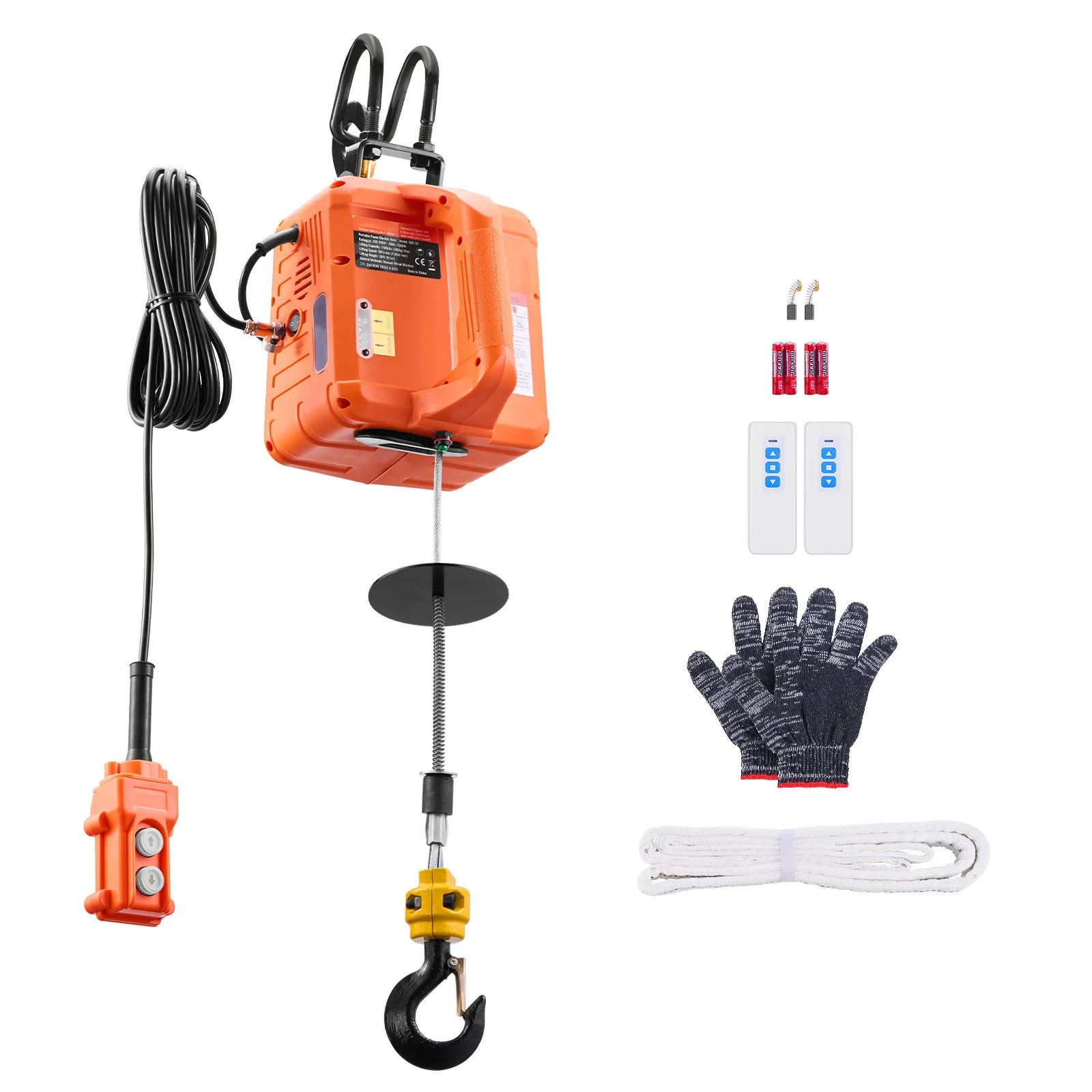 1500W Elektrisk vinsch med lyftkapacitet 1100 lbs, 30 ft lyfthöjd, fjärrkontroll