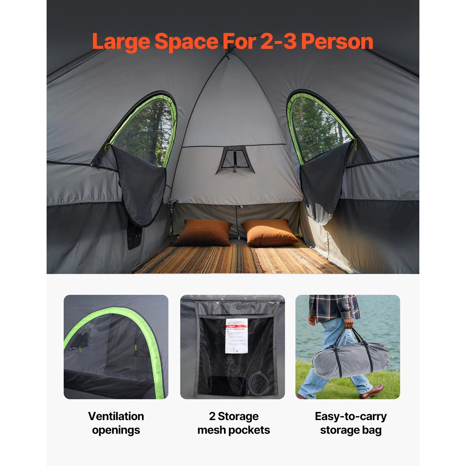 Tenda per cassone di pickup con tenda da sole – Camper impermeabile per 2-3 persone