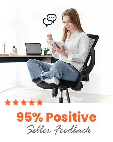 Black Mesh Office Chair with Lumbar Support, Swivel & Adjustable Height