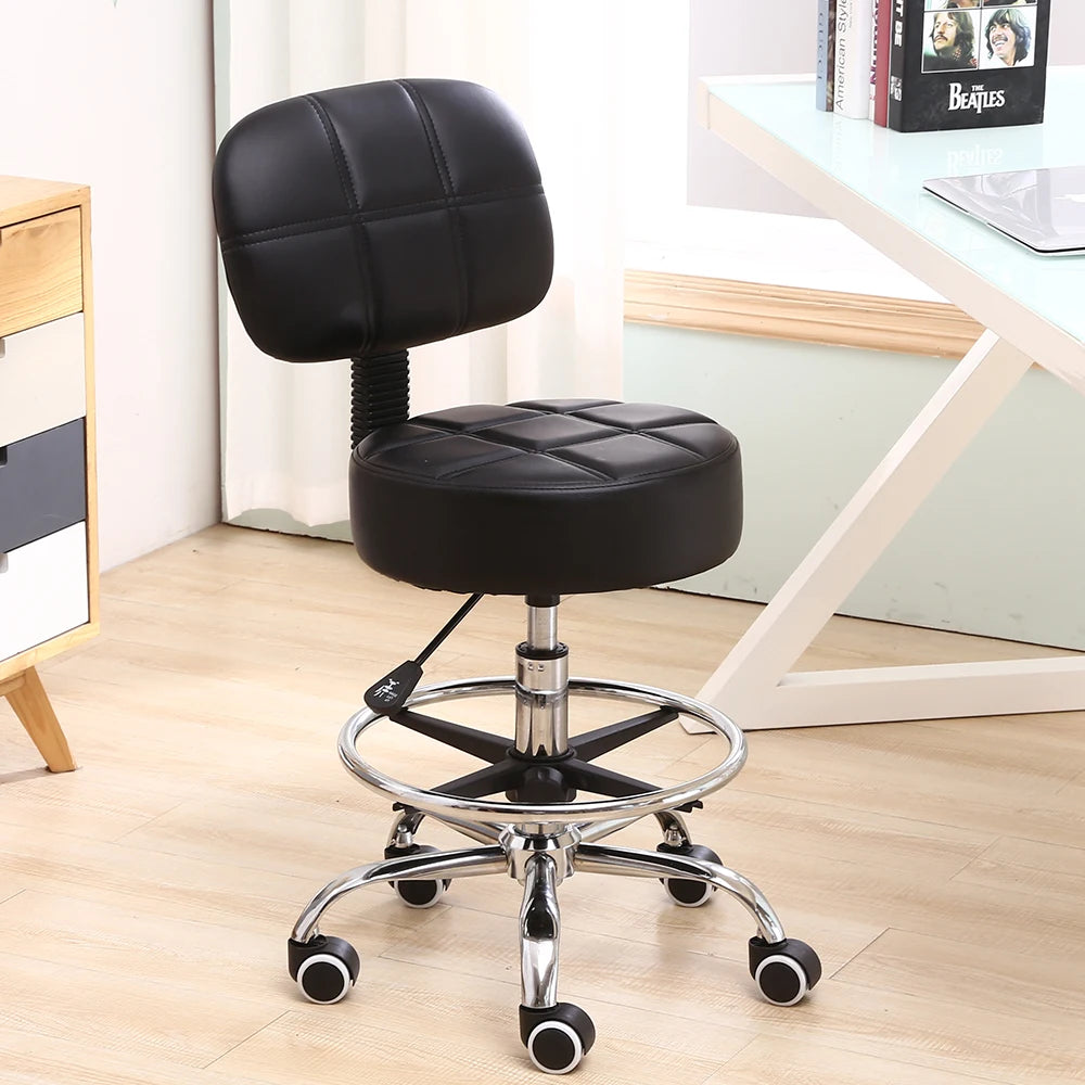 Adjustable Rolling Stool with Backrest & Footrest Drafting Chair