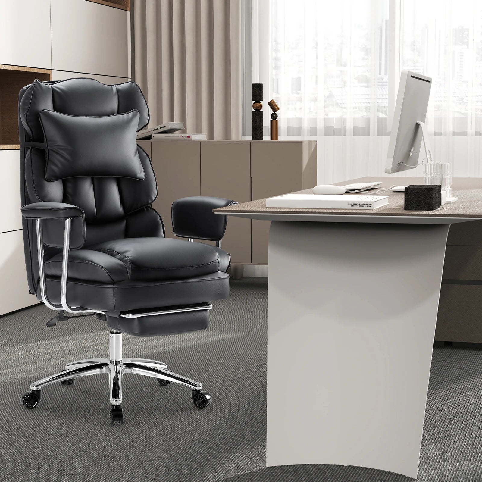 Ergonomic Office Chair with Footrest, Lumbar Support & Recline