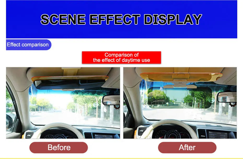 SEAMETAL Windshield Polarized Sunshade 2 in 1 Sun Visor Anti Glare Sun Shade HD Night Vision Goggles UV Blocking Sunglasses