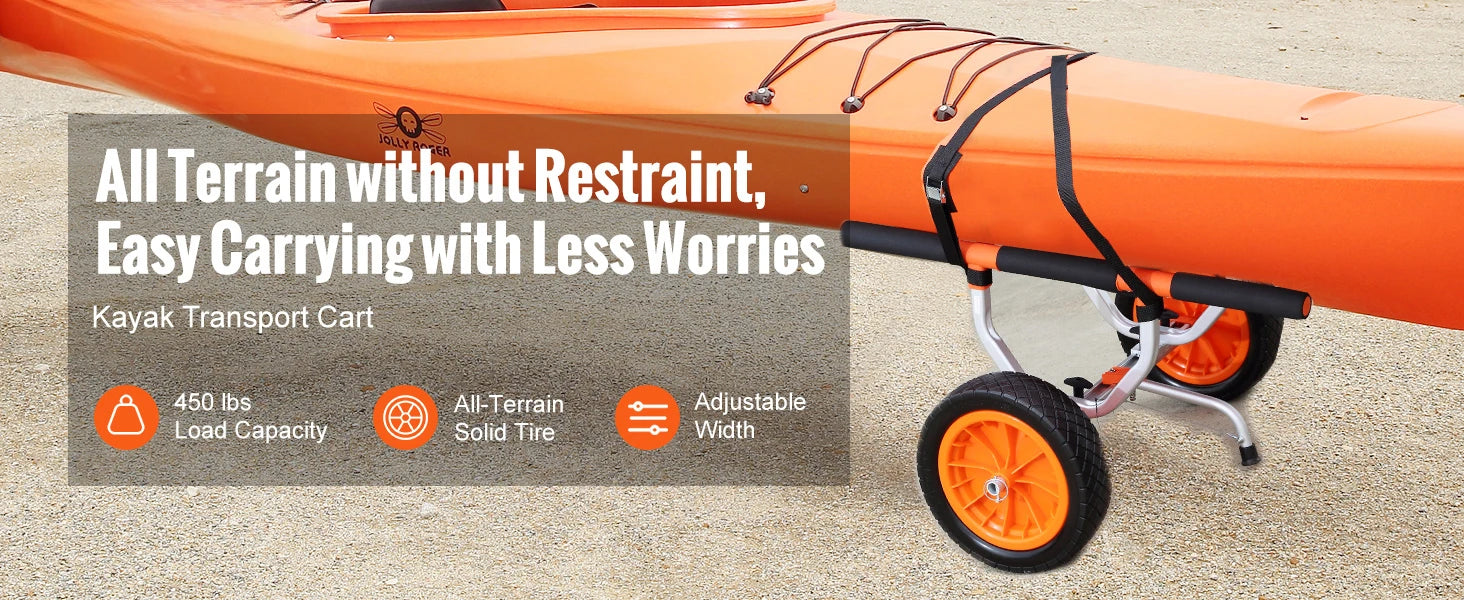 450lbs Kayak Cart with 12'' Solid Tires & Adjustable Width