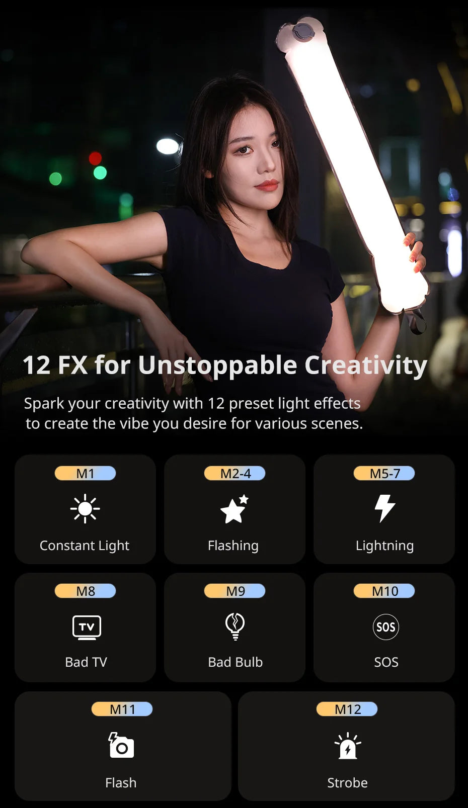 Ulanzi UA12/UA20 Taşınabilir Hava Tüpü Işık 12W İki Renkli Dolgu Işığı