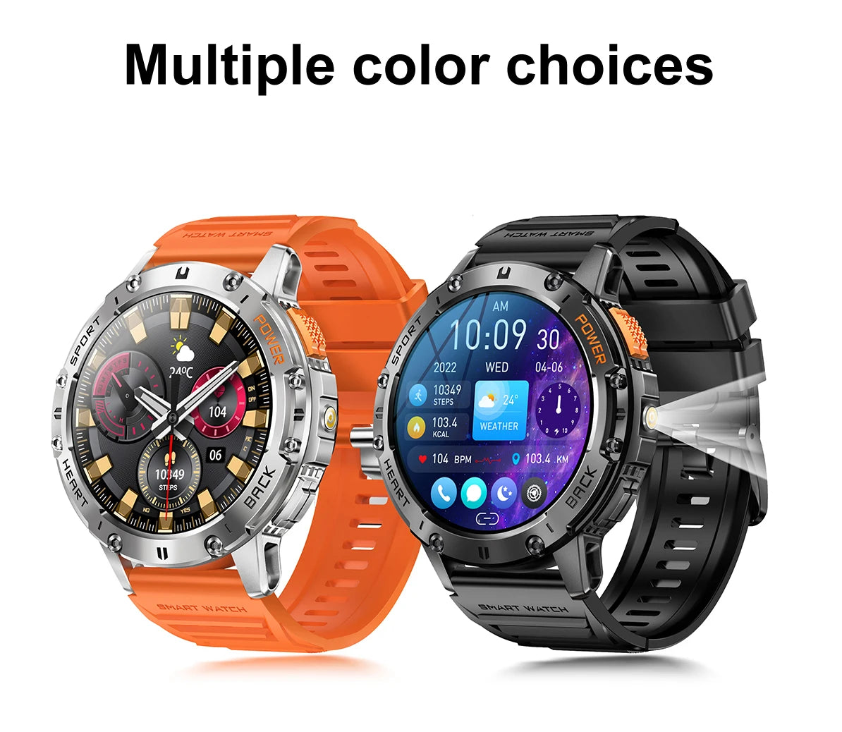 For Android ios New AMOLED Smart Watch Men with Flashlight Sports Waterproof Fitness Tracker Bluetooth Call Smartwatch Man+Box 