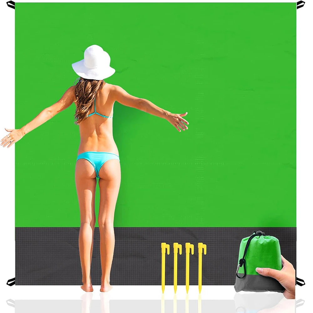 Manta impermeable para picnic de bolsillo de 200x210 cm, manta para playa sin arena, para camping, picnic al aire libre, cubierta plegable para tienda, ropa de cama