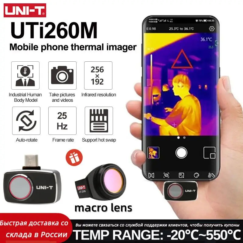 UNI-T UTI260M Thermal Imager PCB Circuit Heating Pipe Industrial Detection Infrardeča termalna kamera za pametne telefone Orodja