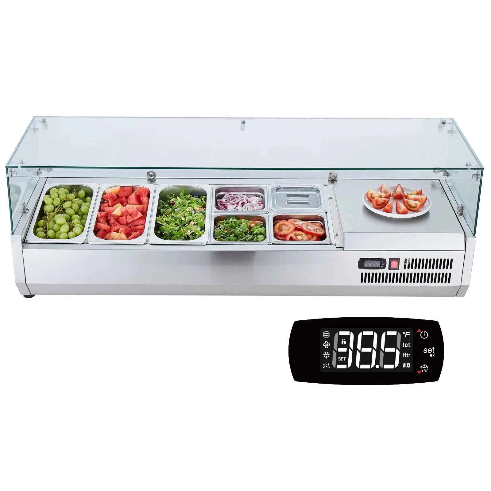 Refrigerated Condiment Prep Station with Glass Guard