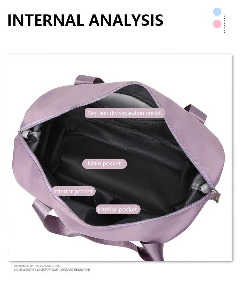 UNIXINU Carry On Travel Duffle Bag Nylon Waterproof Sports Gym Tote Bags for Women Large Capacity Storage Luggage Handbag 