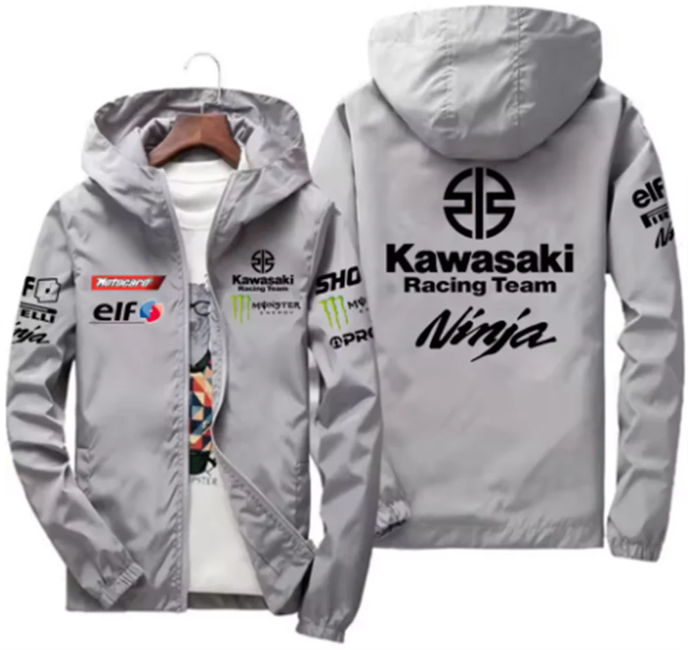 2025 Fashion New Kawasaki Motorcycle Jacket, Racing, Waterproof and Windproof, Outdoor Sports Bicycle, Men's Fan Jacket 