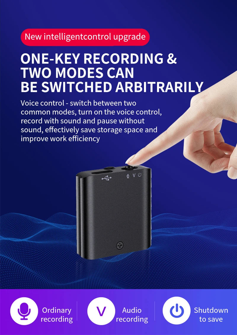 Powerful UltraThin Mini Sound Recorder Gadget Professional Safety Encryption Discreet Listening Device Portable Mp3 Player Espia 