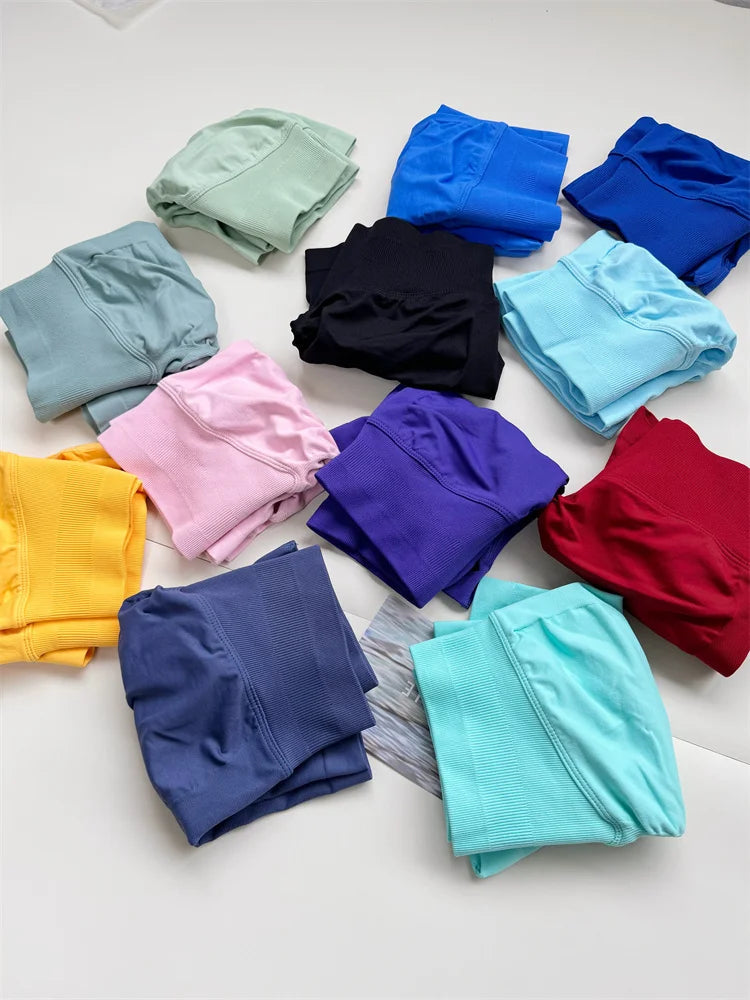 Seamless Shorts Ribbed Yoga Shorts Women Flex Scrunch Bum Gym Shorts Booty Running Short Butt Lifting Workout Pants 