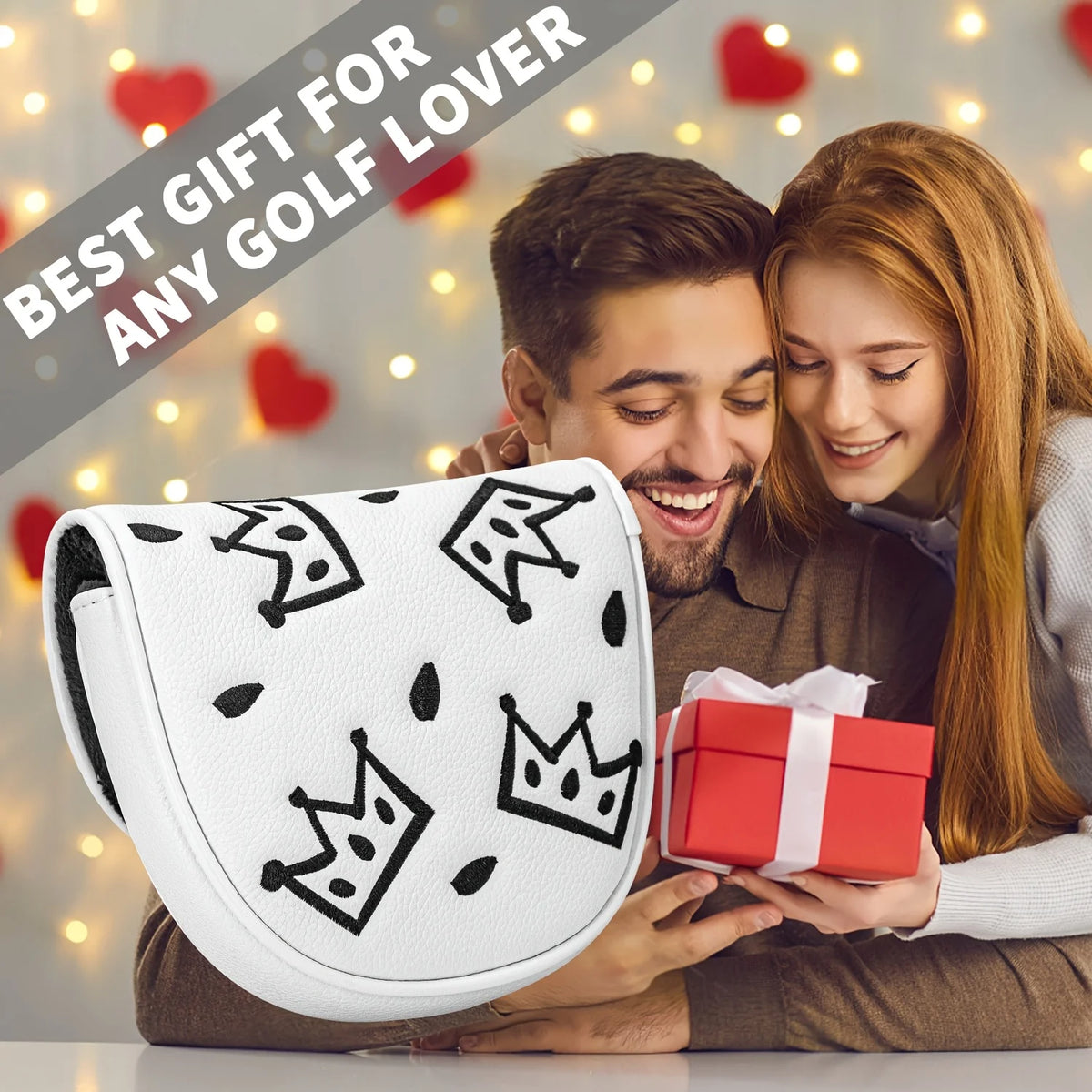 Skydd för golfputter av mallettyp - design med krönost, PU-läder