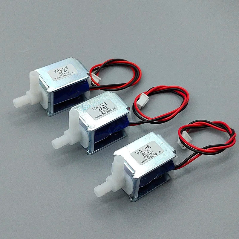 Válvula solenoide mini normalmente fechada, 6V, 12V ou 24V