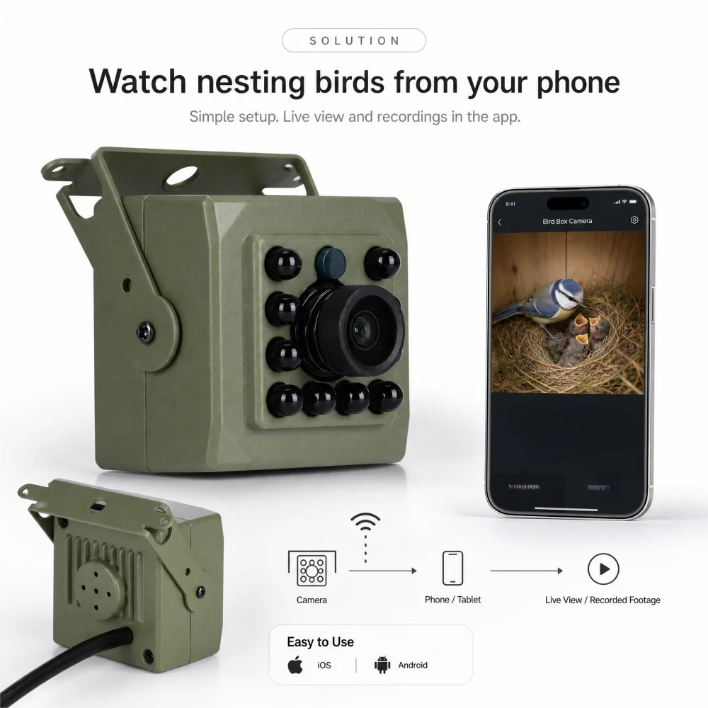 4K 8MP WiFi Bird Box Wildlife Camera with icsee App
