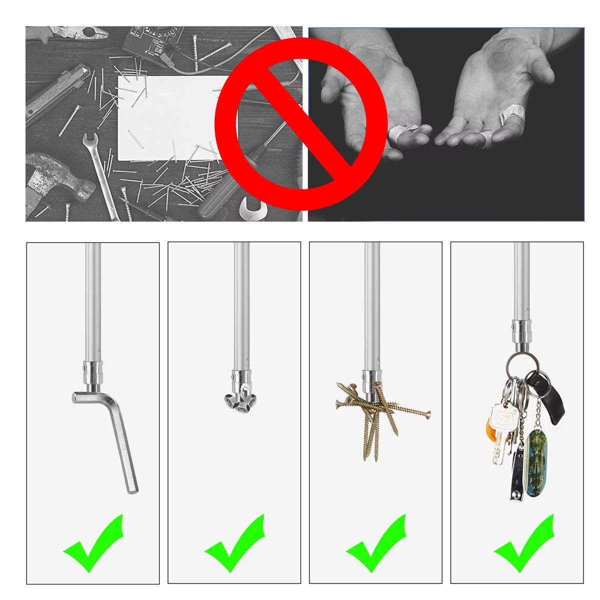 Telescopic Magnetic Pickup Pole with Hook