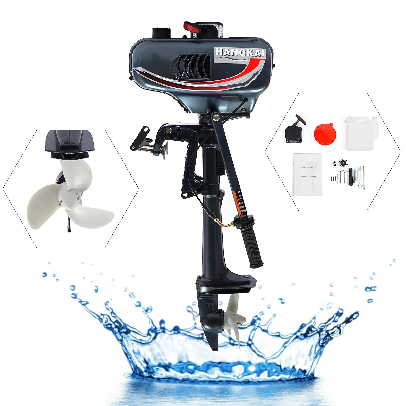 3.5HP Gasoline Outboard Motor with Manual Tilt and Anti-Vortex Plate