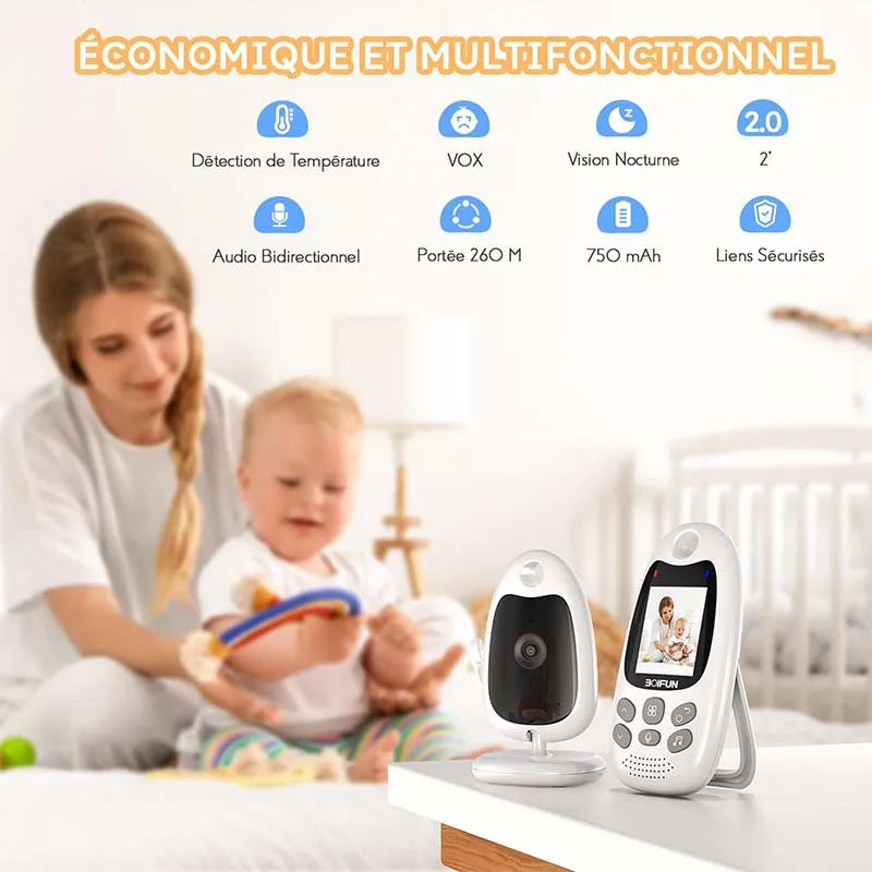 BOIFUN Baby Monitor with Camera, VOX, Night Vision, 2.4 GHz