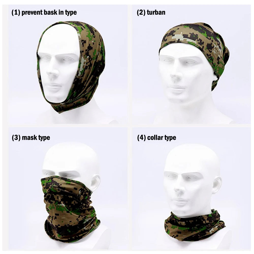 Outdoor Sport Bandana Military Tube Scarf Fishing Cycling Tactical Hiking Face Cover Neck Gaiter Half Mask Headband Men Women