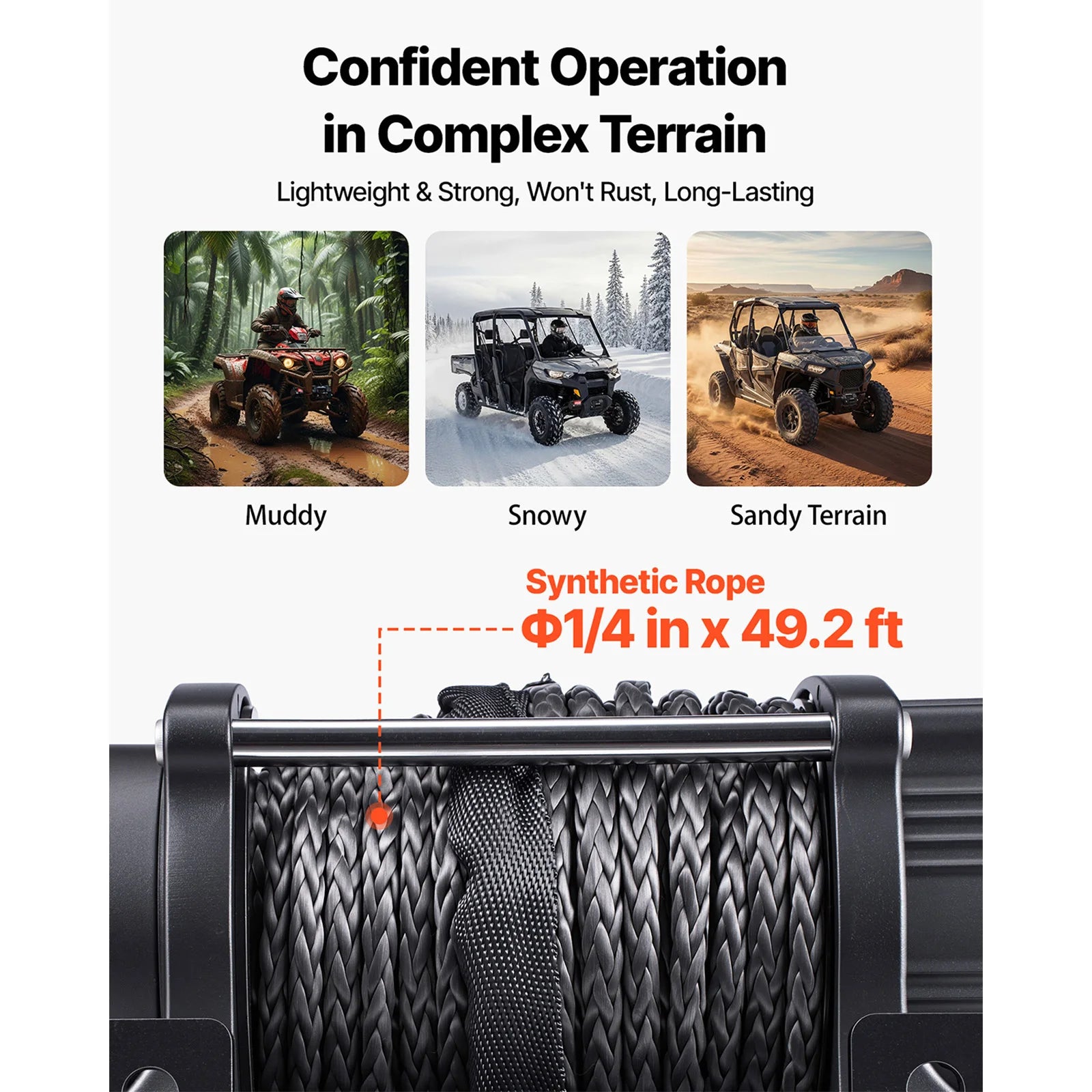 6000lb 12V ATV UTV Electric Winch with Remote & 49.2ft Cable