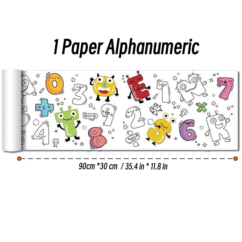 90cm Animal Canvas Children's Drawing Roll DIY Coloring Paper Roll Color Filling Graffiti Paper-cut Painting Educational School 