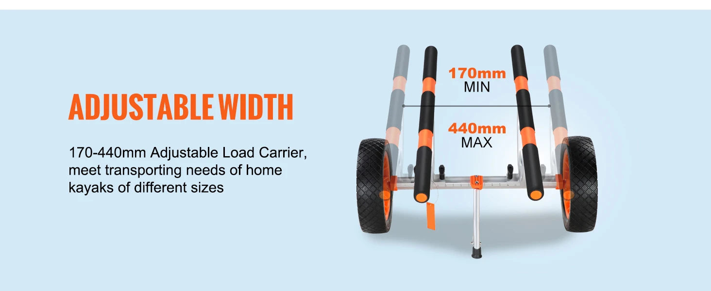 450lbs Kayak Cart with 12'' Solid Tires & Adjustable Width