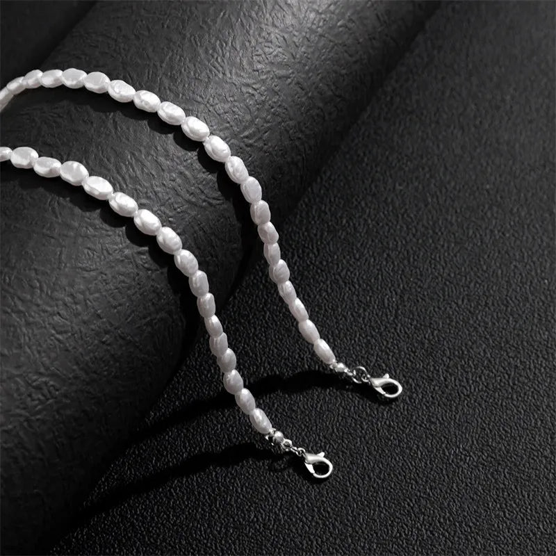 New Fashion Simple Imitation Pearl Choker Necklace for Women Vintage Elegant Beaded Temperament Necklace Wedding Party Jewelry 
