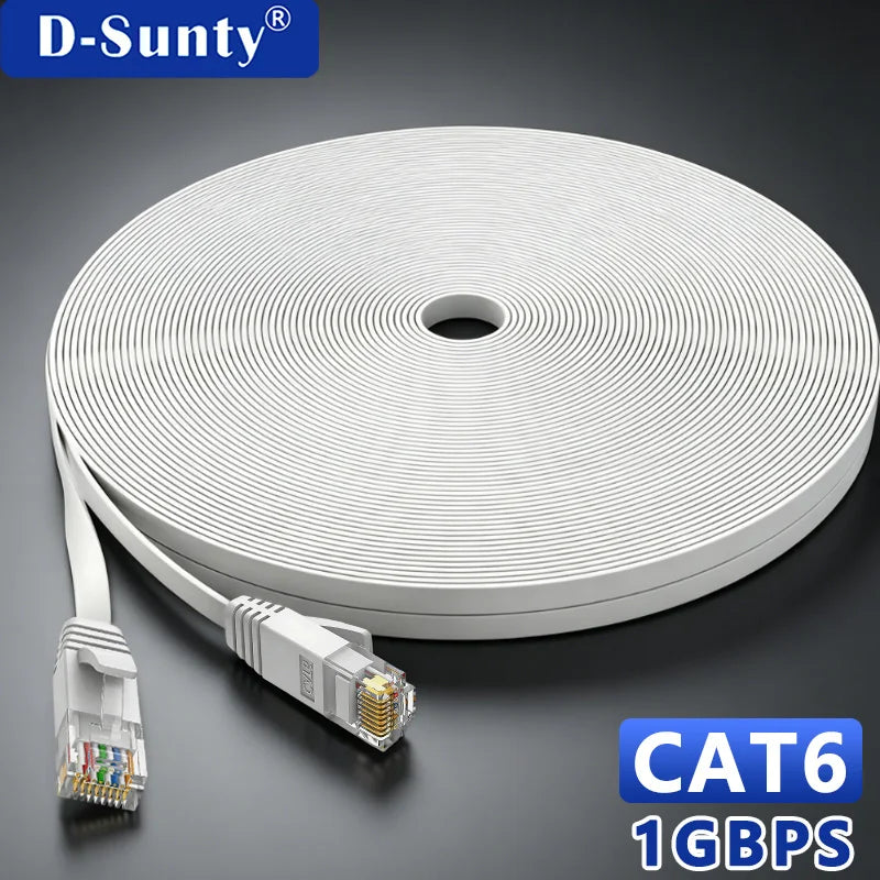 Flat Cat6 RJ45 Ethernet Cable, Length Options
