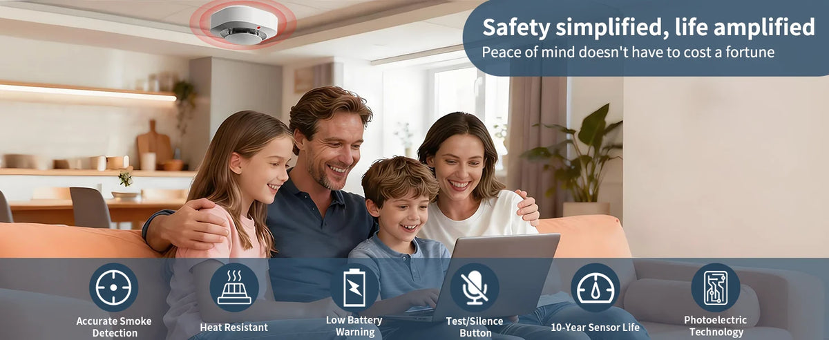Zigbee Smoke Detector with 360° Detection and App Alerts