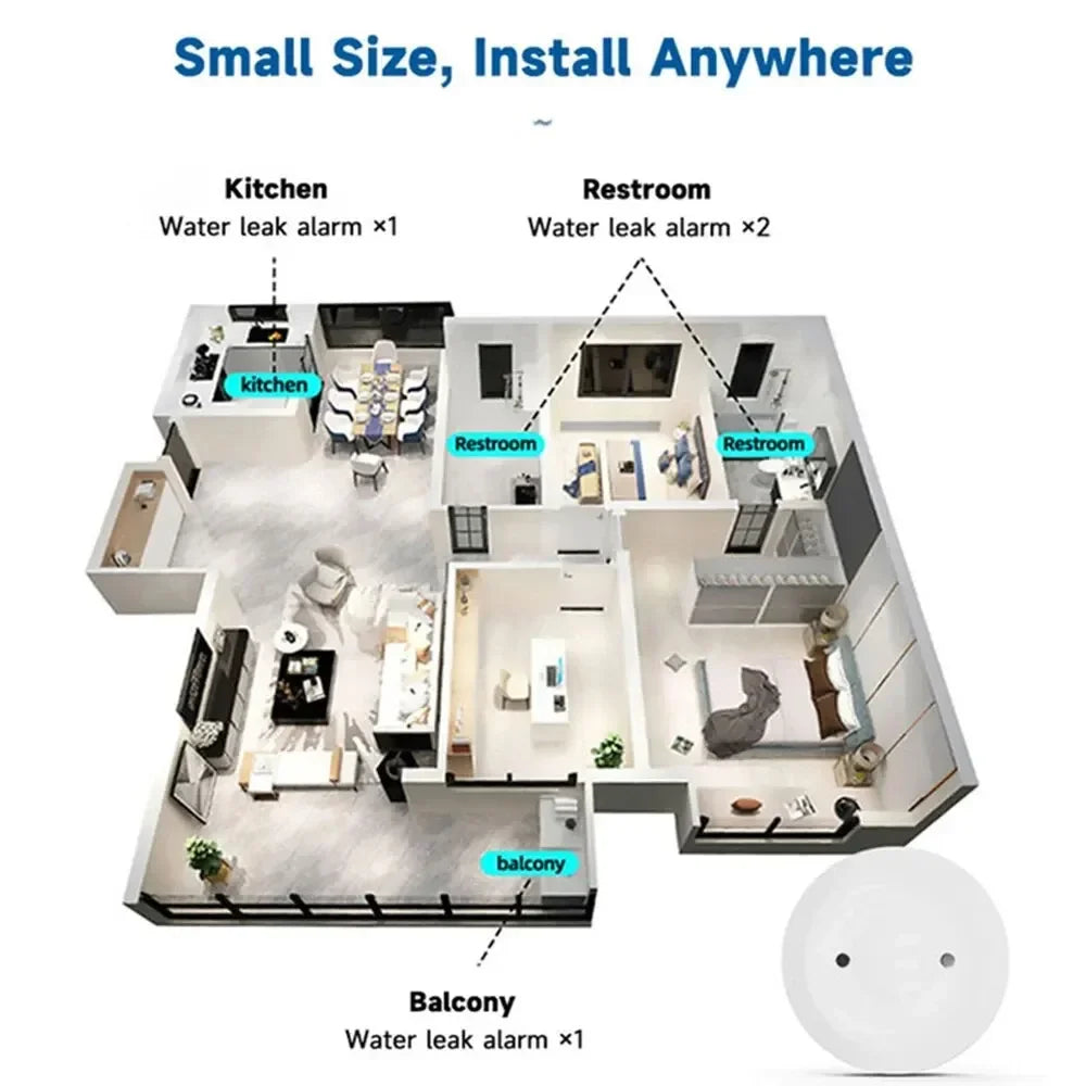 Zigbee Water Leak Sensor for Tuya Smart Homes Flood Safety Alarm Water Leak Immersion Detector Remote Control Via Smart Life APP